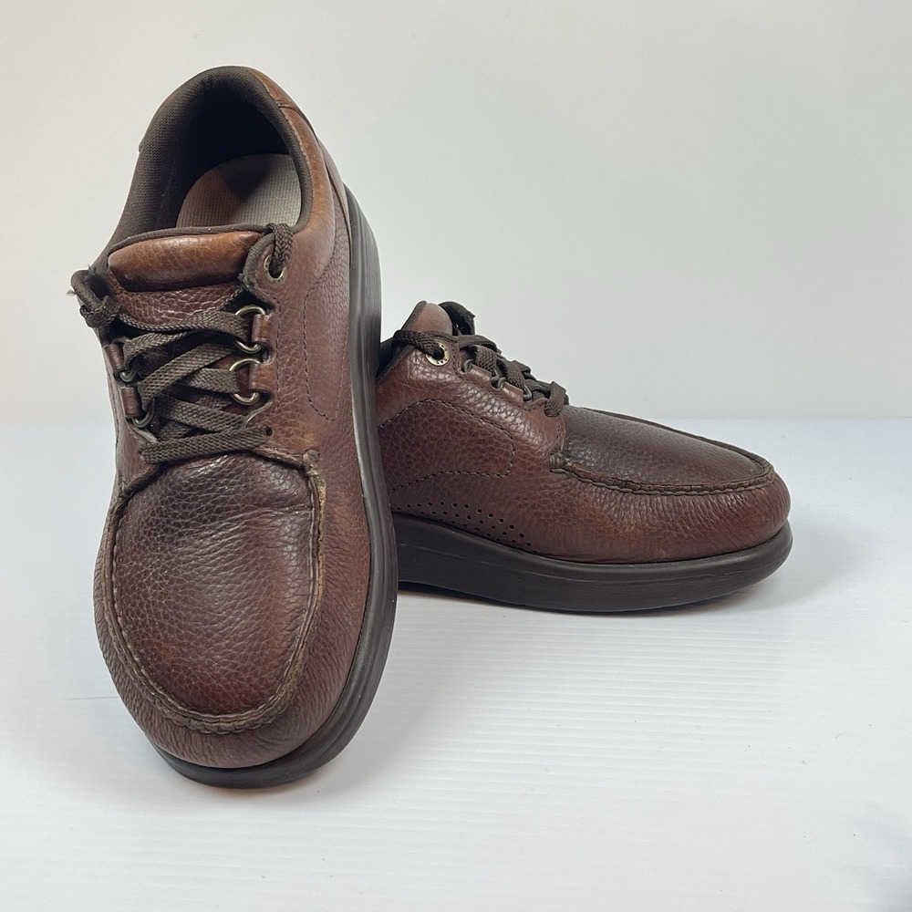 SAS Bout Time Lace Up Loafers Men's 7 WW Double Wide Leather Comfort Shoes Brown